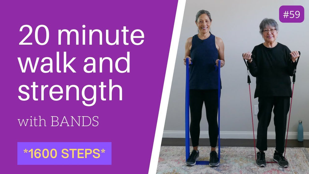 20 minute Walking & Strength Workout with resistance bands | Seniors, beginners
